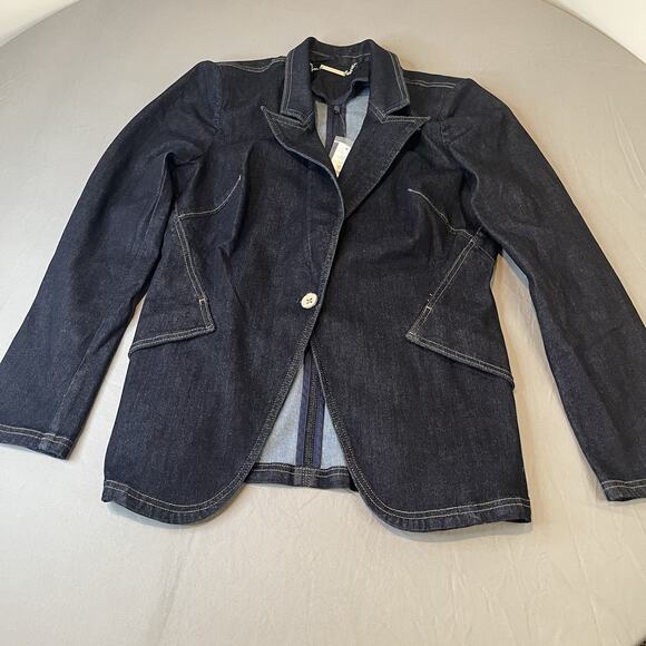 White House Black Market Jackets & Blazers - NEW White House Black Market Women's Denim Editor Blazer Jacket Size 14 stretch